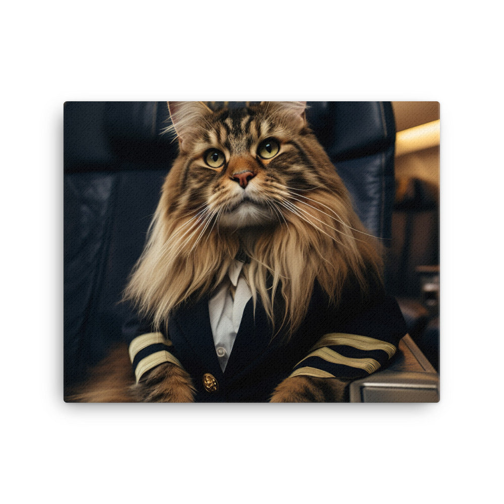 Maine Coon Pilot Canvas - PosterfyAI.com