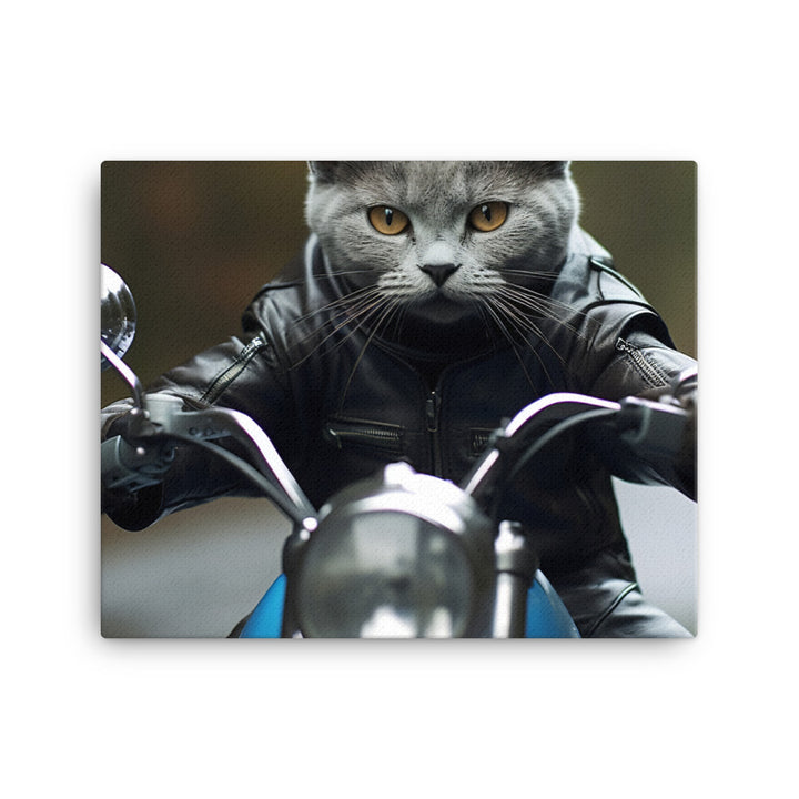 Russian Blue Superbike Athlete Canvas - PosterfyAI.com