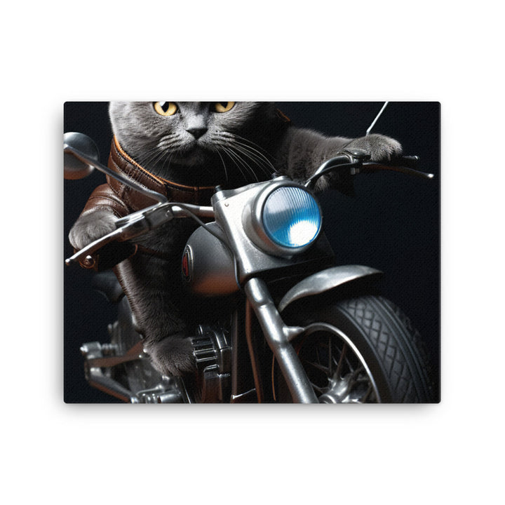 Russian Blue Superbike Athlete Canvas - PosterfyAI.com