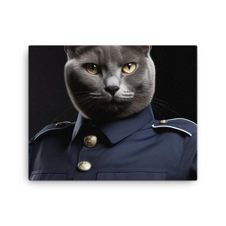 Russian Blue Security Officer Canvas - PosterfyAI.com