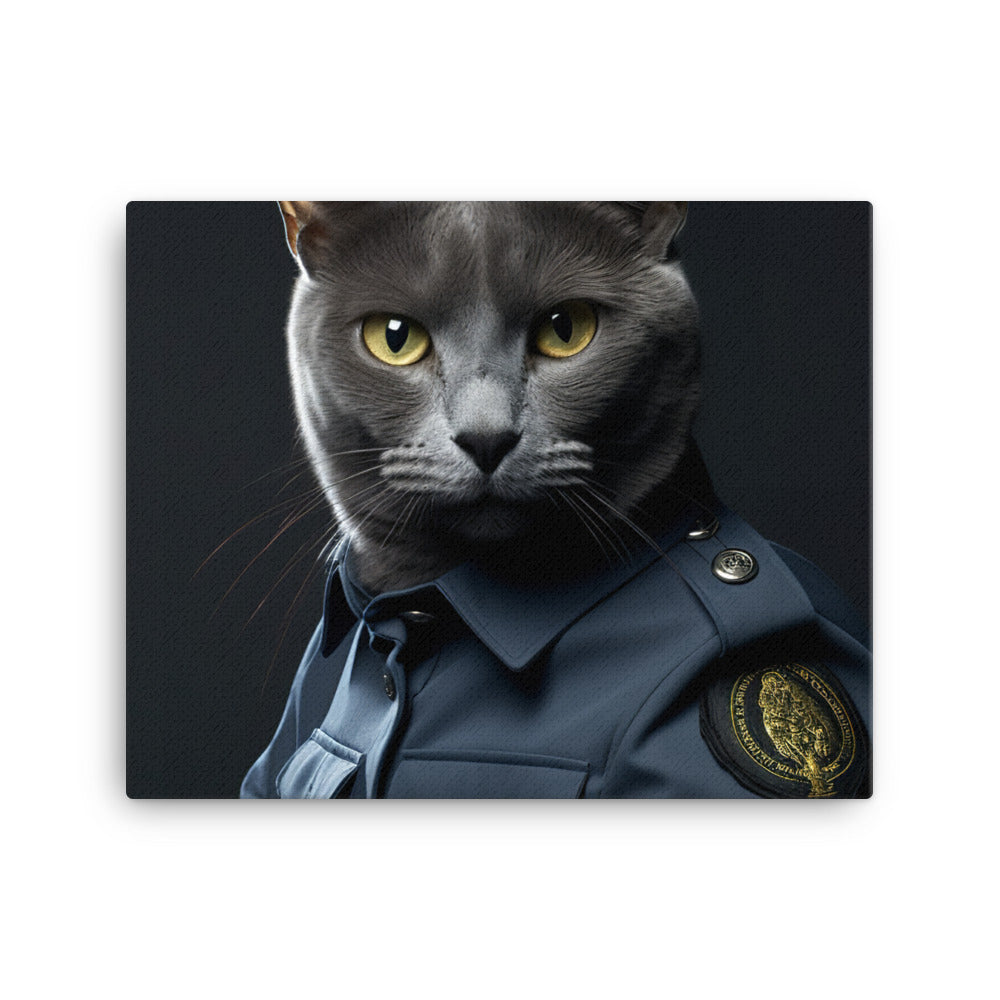 Russian Blue Security Officer Canvas - PosterfyAI.com