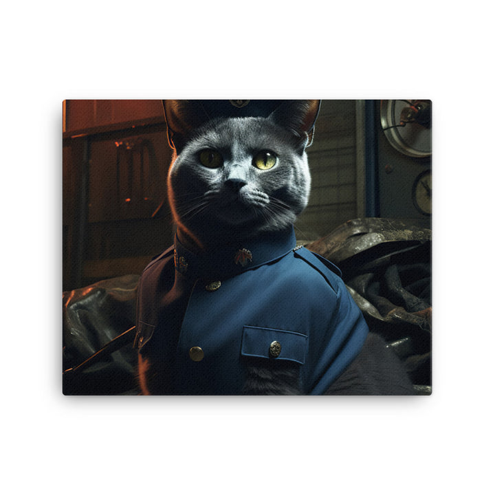 Russian Blue Prison Officer Canvas - PosterfyAI.com