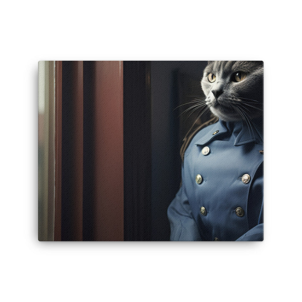 Russian Blue Prison Officer Canvas - PosterfyAI.com