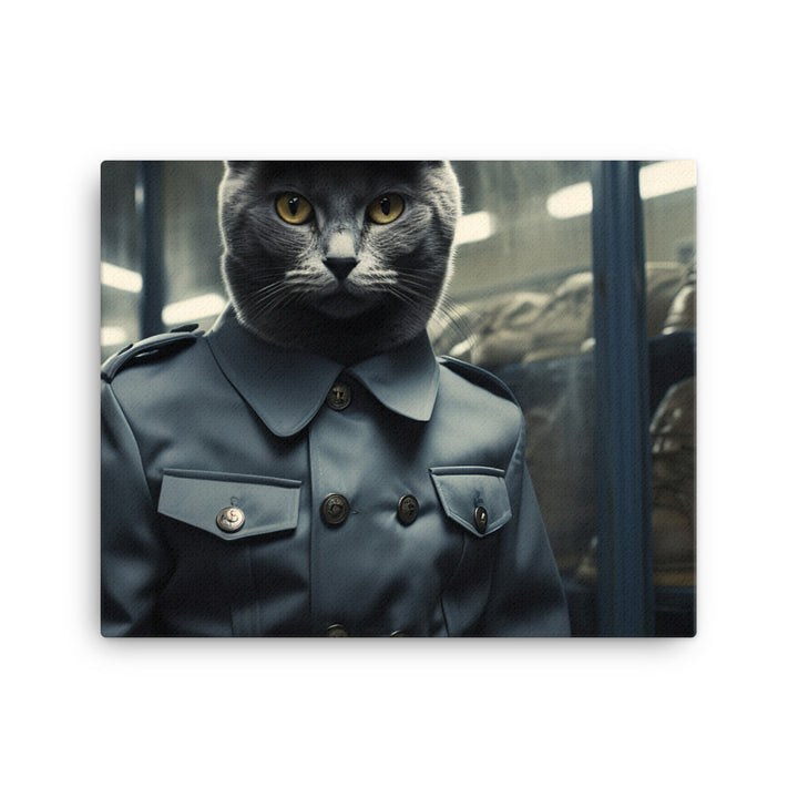 Russian Blue Prison Officer Canvas - PosterfyAI.com