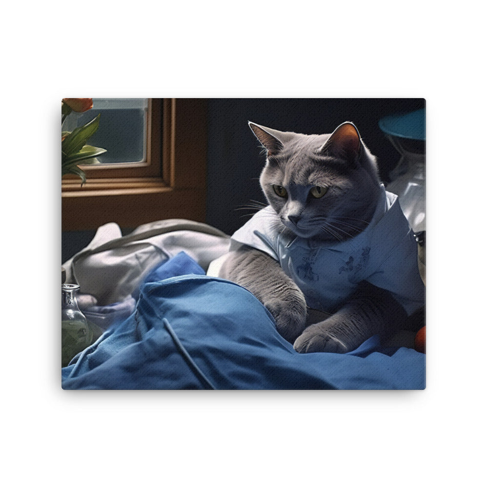 Russian Blue Nurse Canvas - PosterfyAI.com