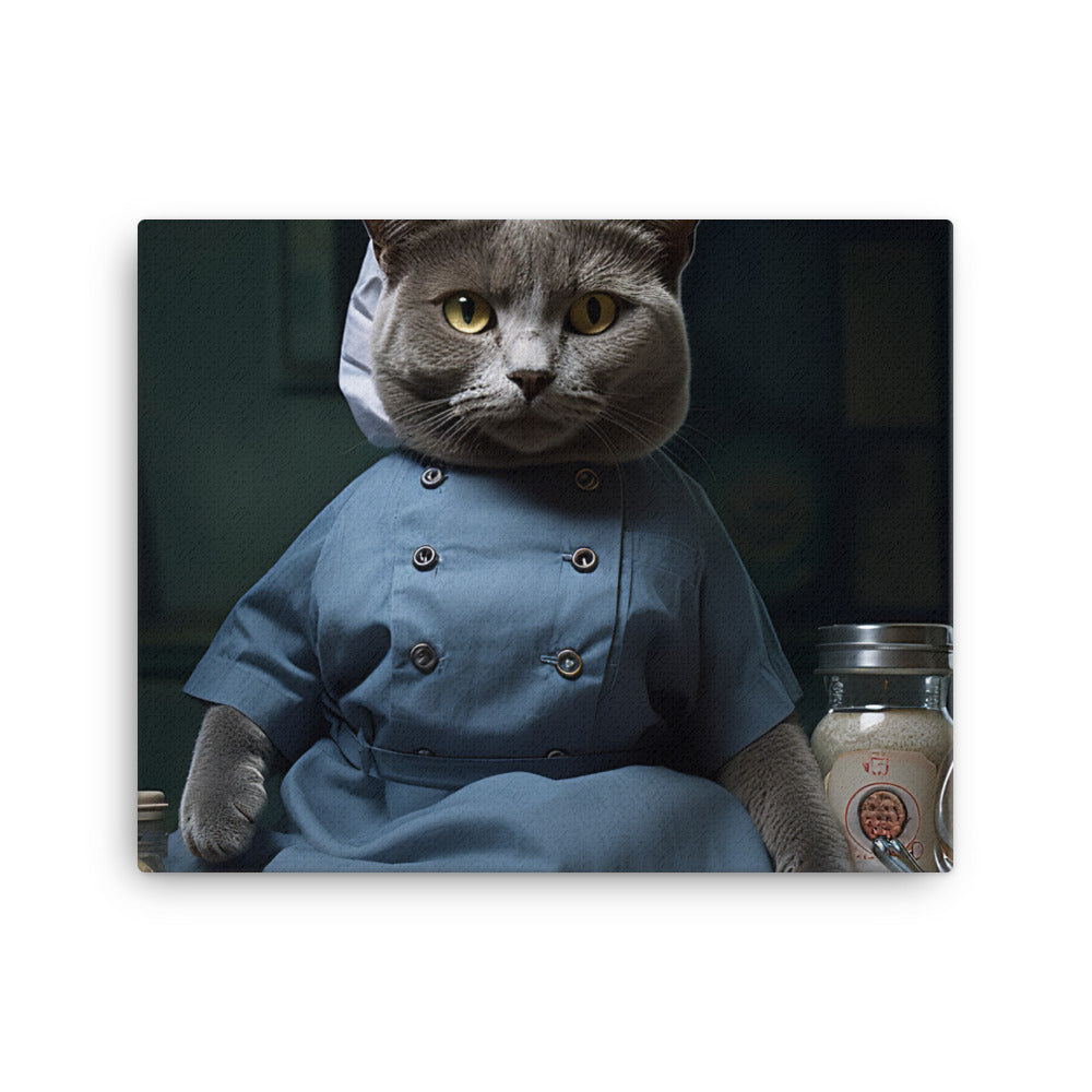 Russian Blue Nurse Canvas - PosterfyAI.com