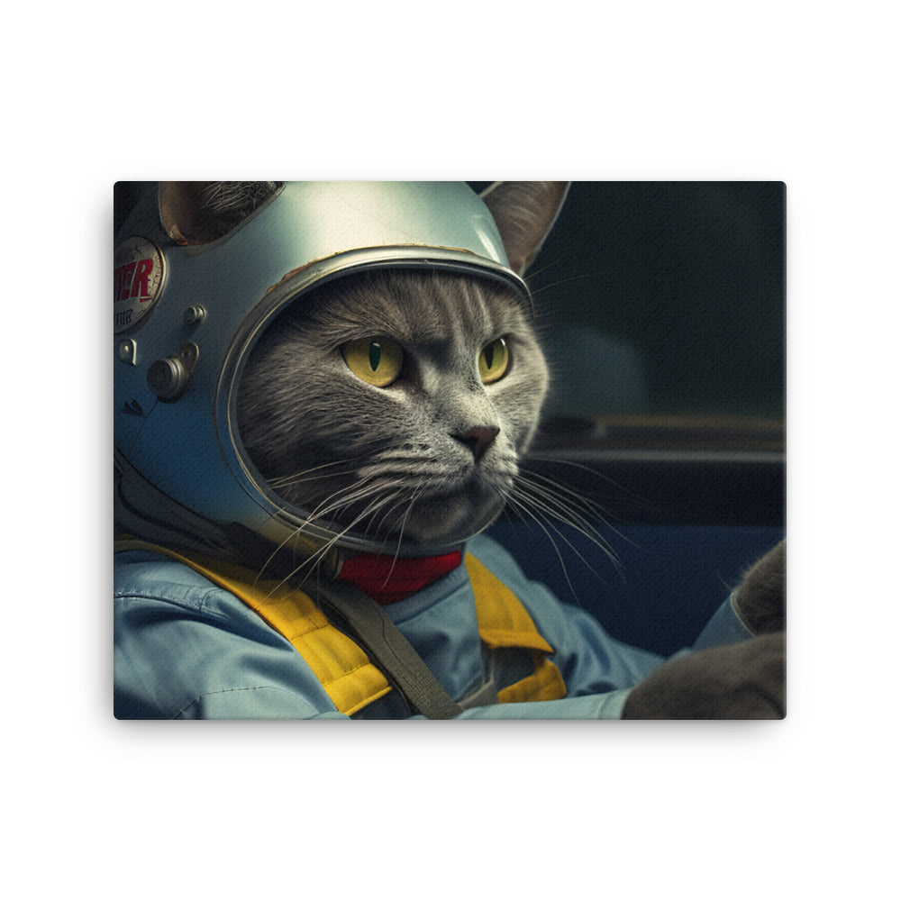 Russian Blue Motorsport Athlete Canvas - PosterfyAI.com