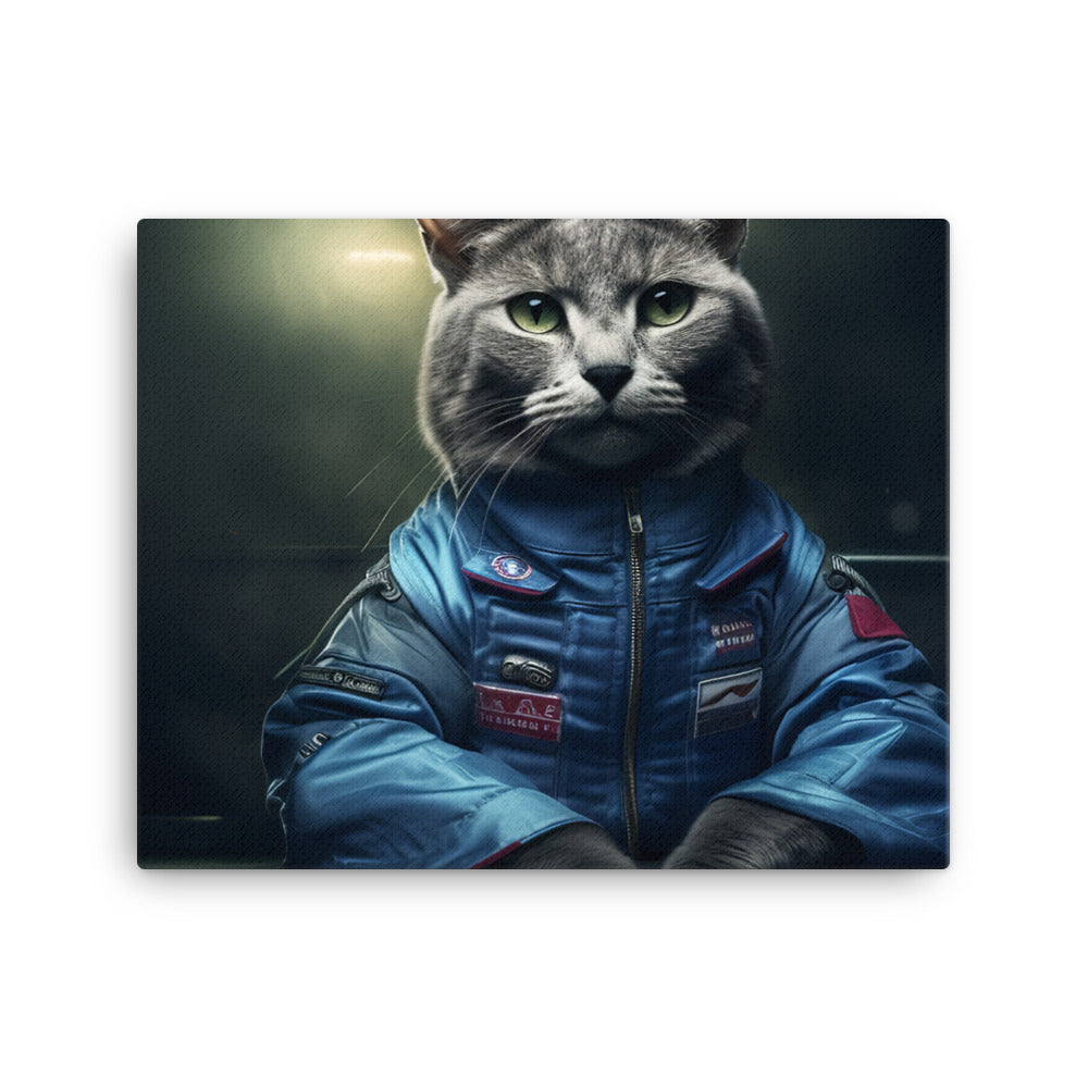 Russian Blue Motorsport Athlete Canvas - PosterfyAI.com