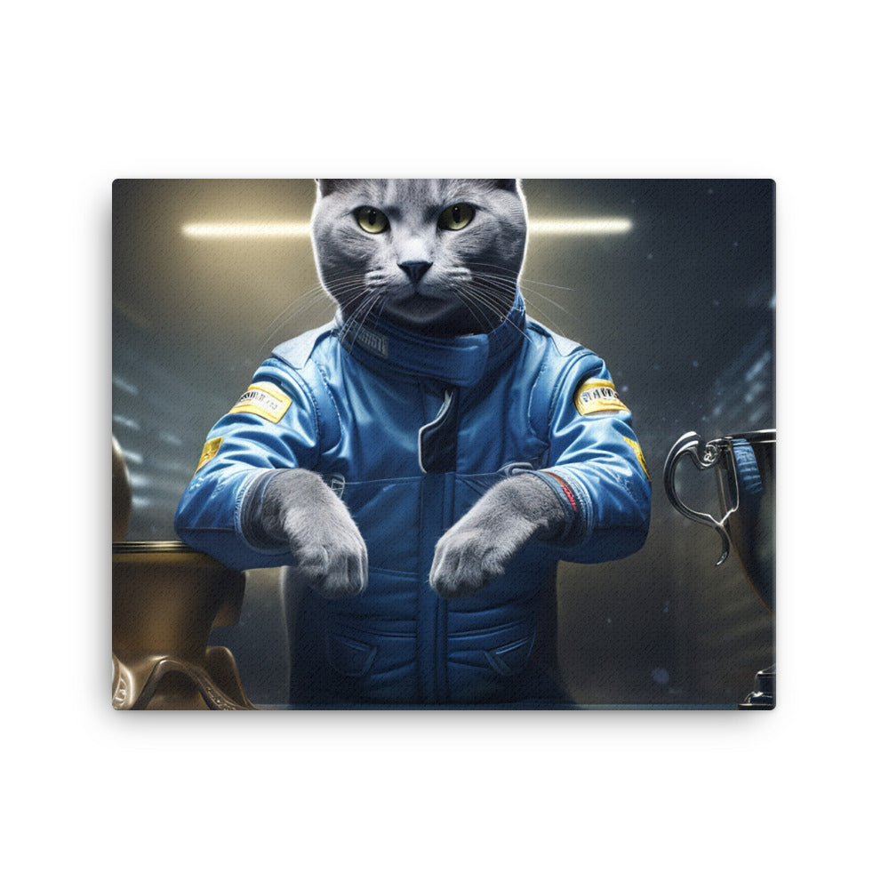 Russian Blue Motorsport Athlete Canvas - PosterfyAI.com