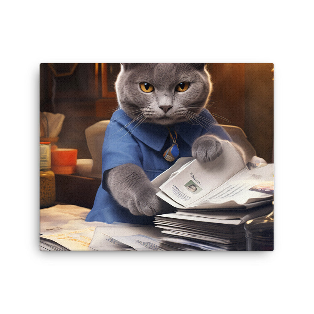 Russian Blue Mail Carrier Canvas - PosterfyAI.com