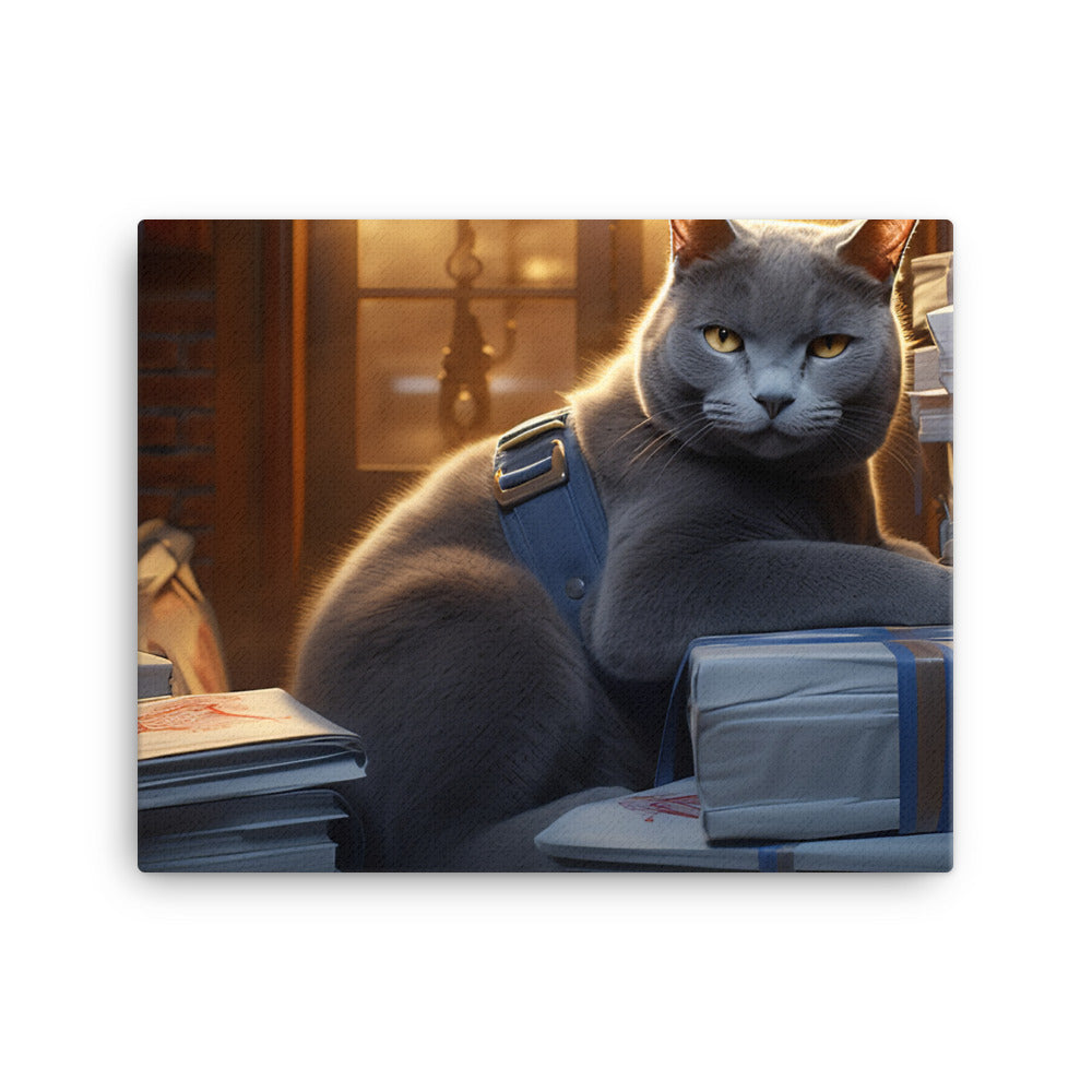 Russian Blue Mail Carrier Canvas - PosterfyAI.com