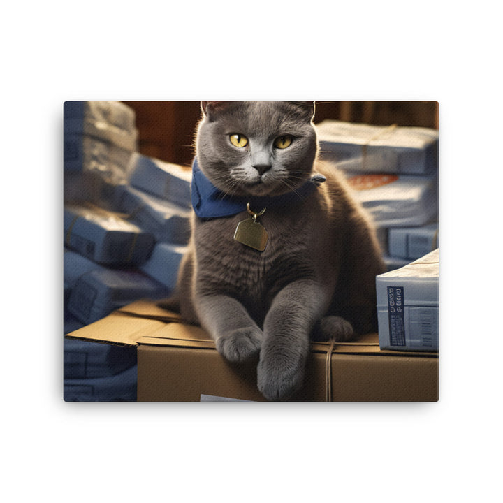 Russian Blue Mail Carrier Canvas - PosterfyAI.com