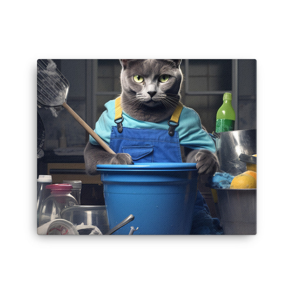 Russian Blue Janitor Canvas - PosterfyAI.com