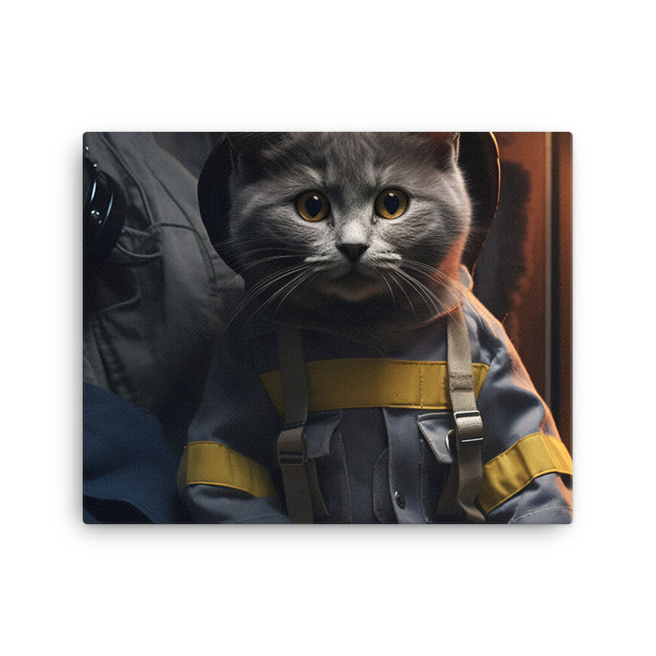 Russian Blue Firefighter Canvas - PosterfyAI.com