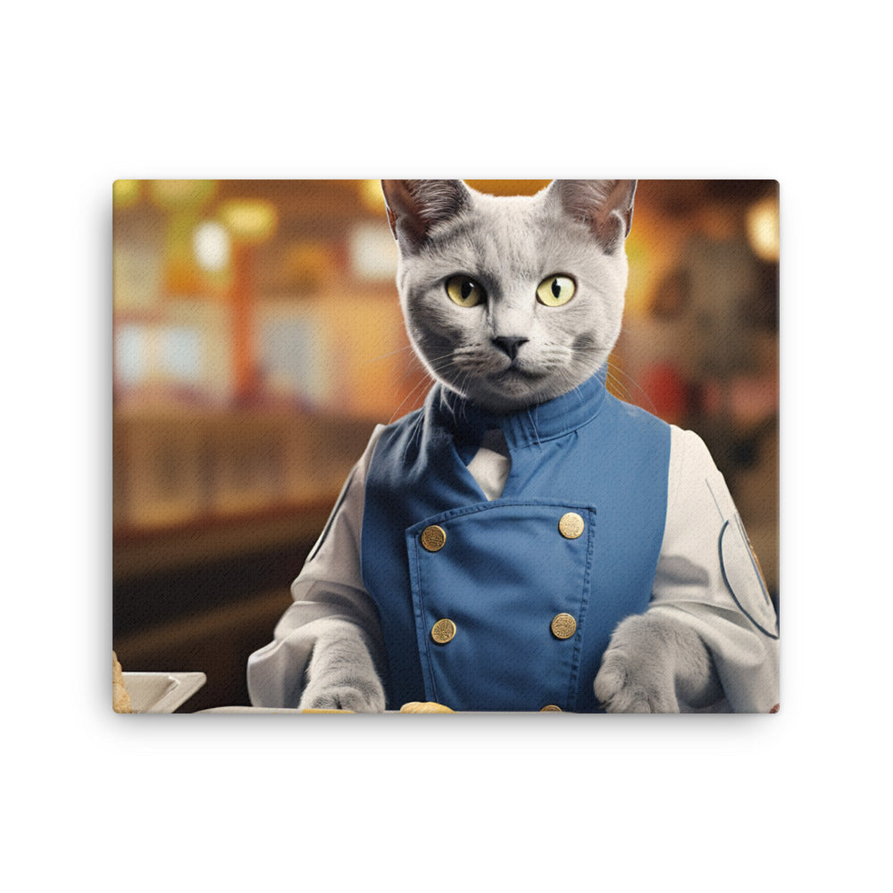 Russian Blue Fast Food Crew Canvas - PosterfyAI.com