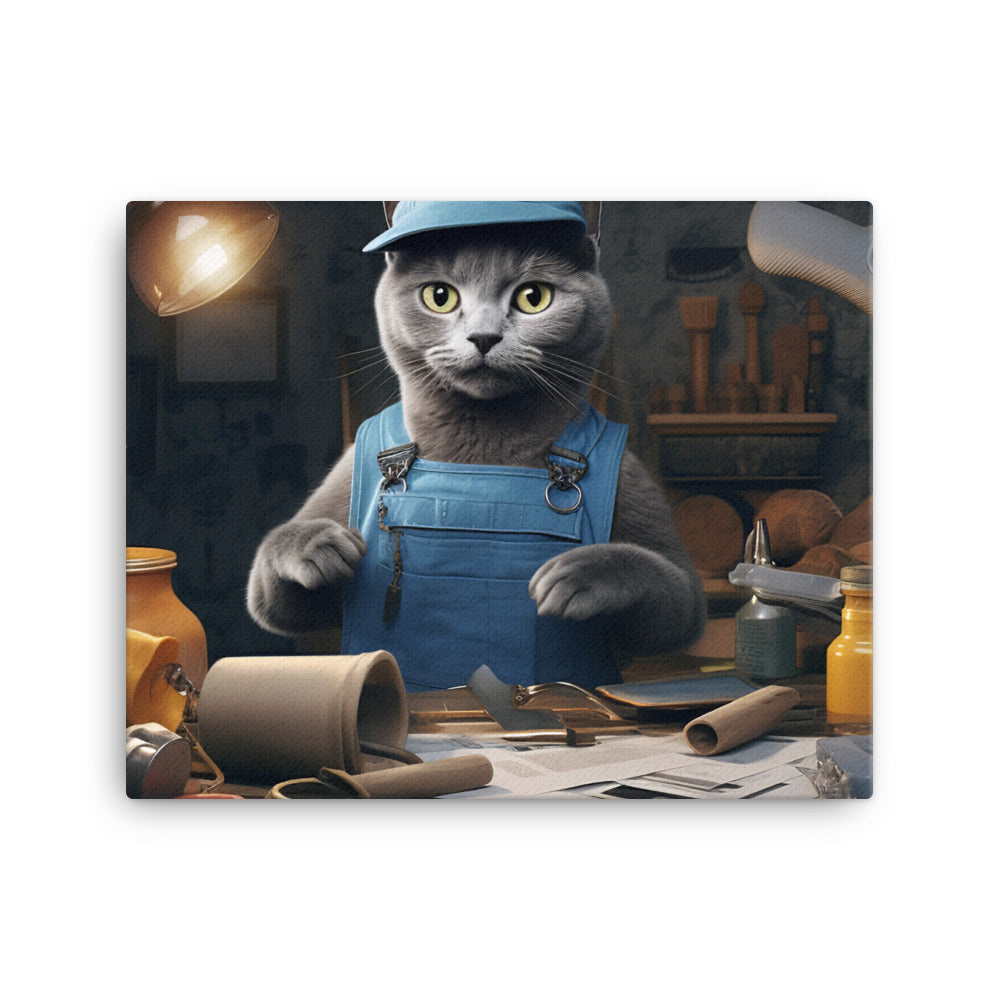 Russian Blue Contractor Canvas - PosterfyAI.com