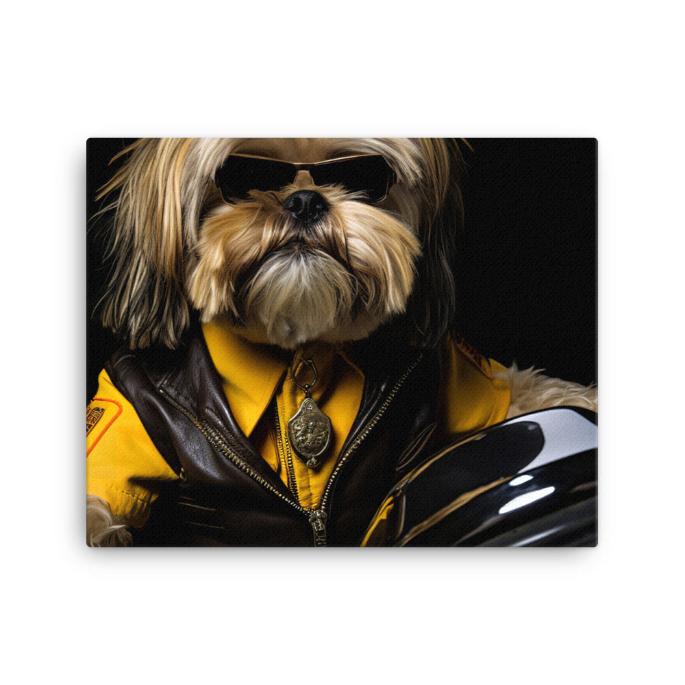 Lhasa Apso Superbike Athlete Canvas - PosterfyAI.com