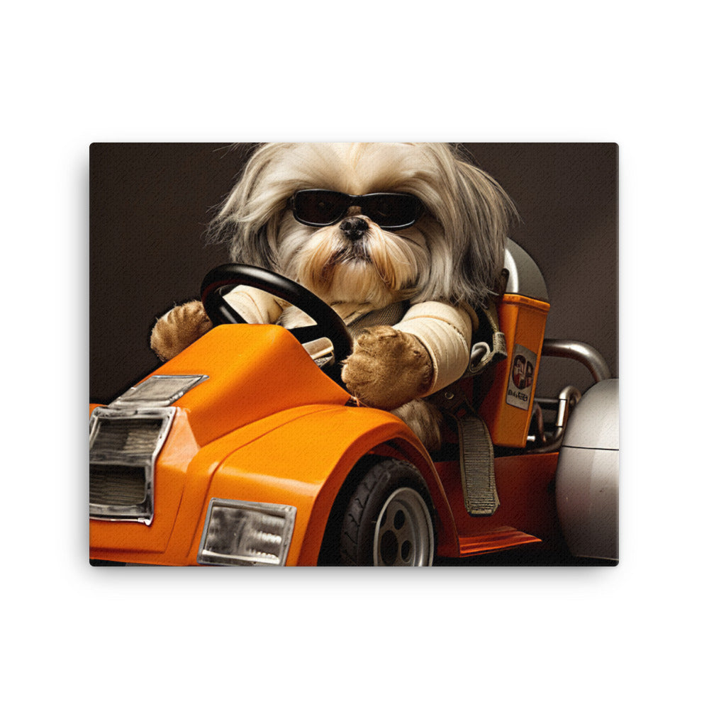 Lhasa Apso Motorsport Athlete Canvas - PosterfyAI.com