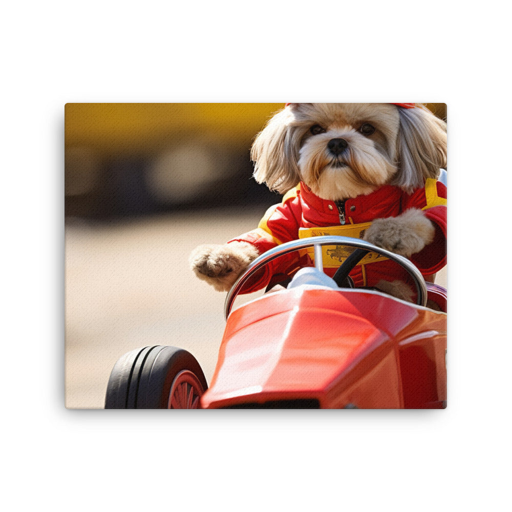 Lhasa Apso Motorsport Athlete Canvas - PosterfyAI.com