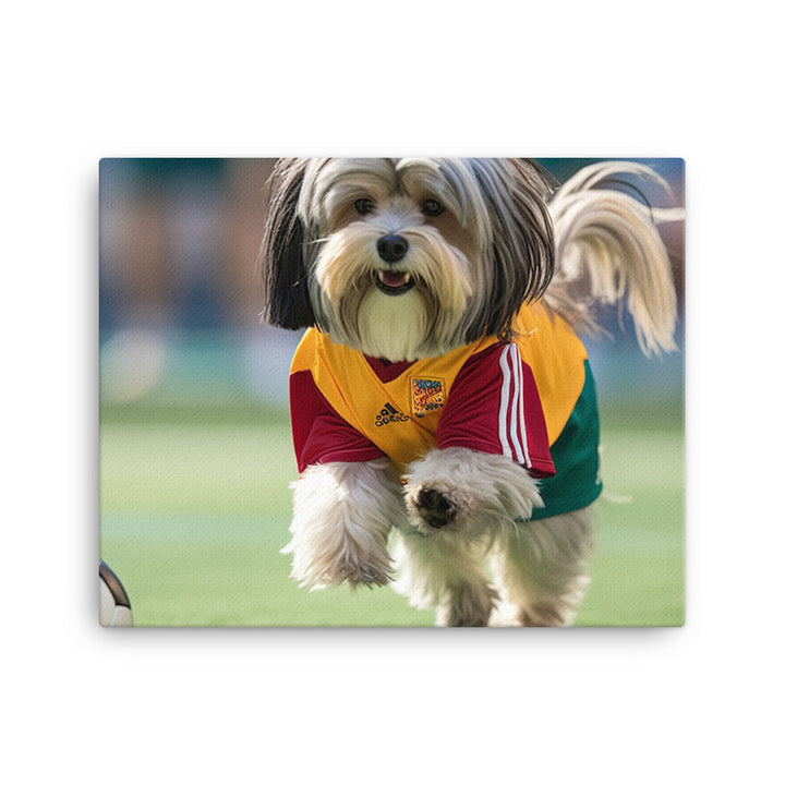 Lhasa Apso Football Player Canvas - PosterfyAI.com