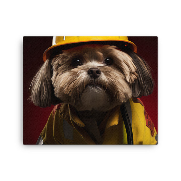 Lhasa Apso Firefighter Canvas - PosterfyAI.com