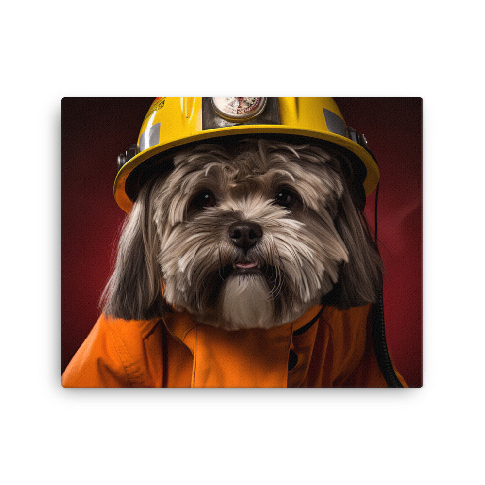 Lhasa Apso Firefighter Canvas - PosterfyAI.com