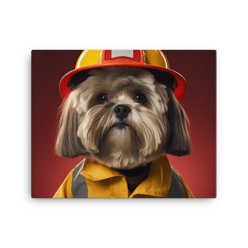 Lhasa Apso Firefighter Canvas - PosterfyAI.com