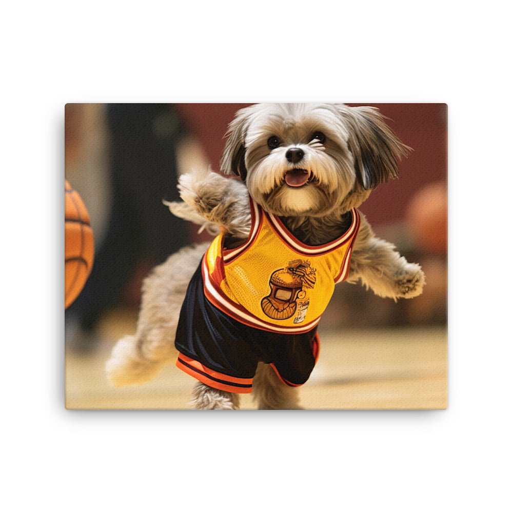 Lhasa Apso Basketball Player Canvas - PosterfyAI.com