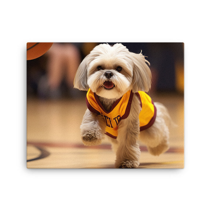 Lhasa Apso Basketball Player Canvas - PosterfyAI.com