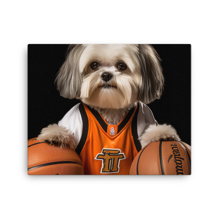 Lhasa Apso Basketball Player Canvas - PosterfyAI.com