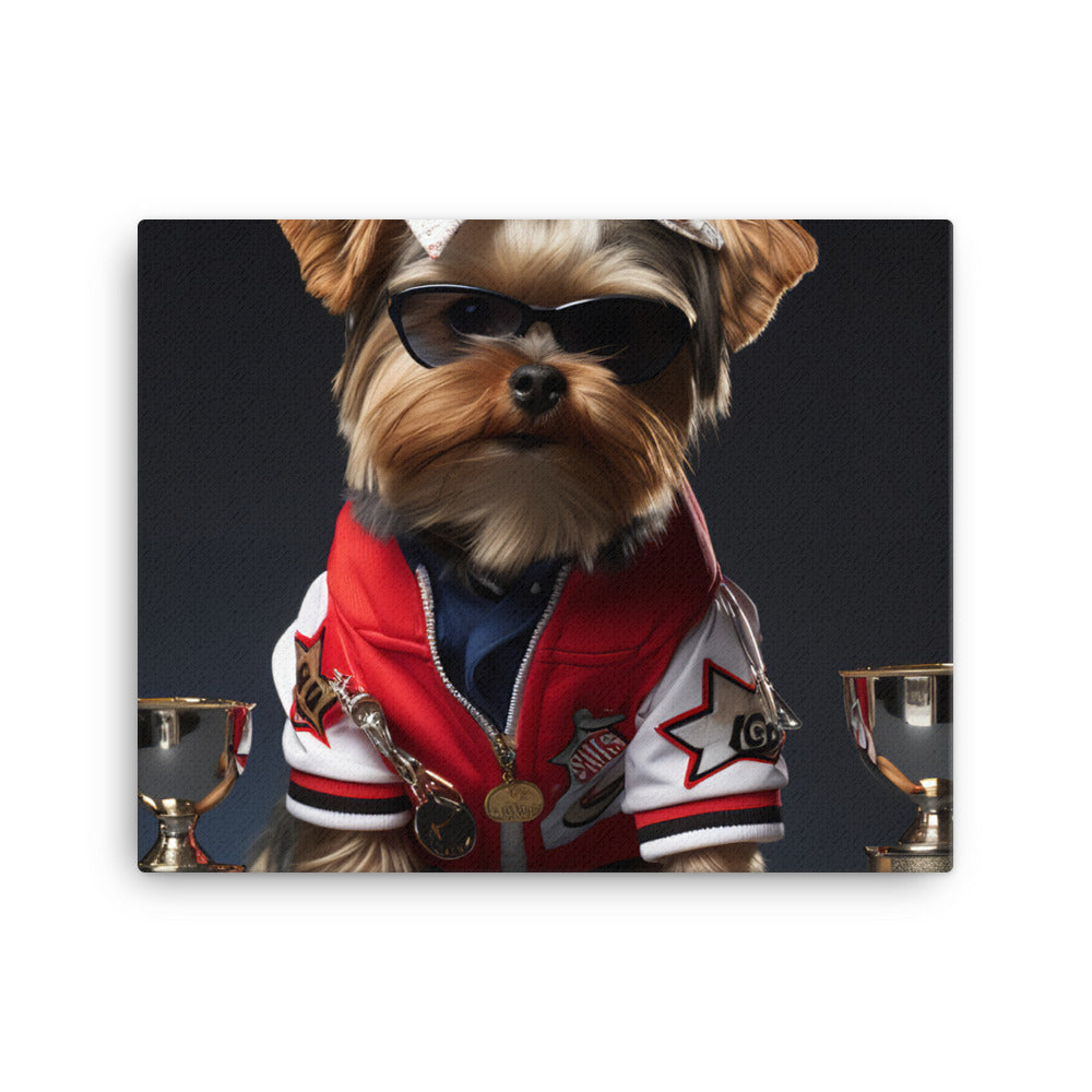 Yorkshire Terrier Motorsport Athlete Canvas - PosterfyAI.com