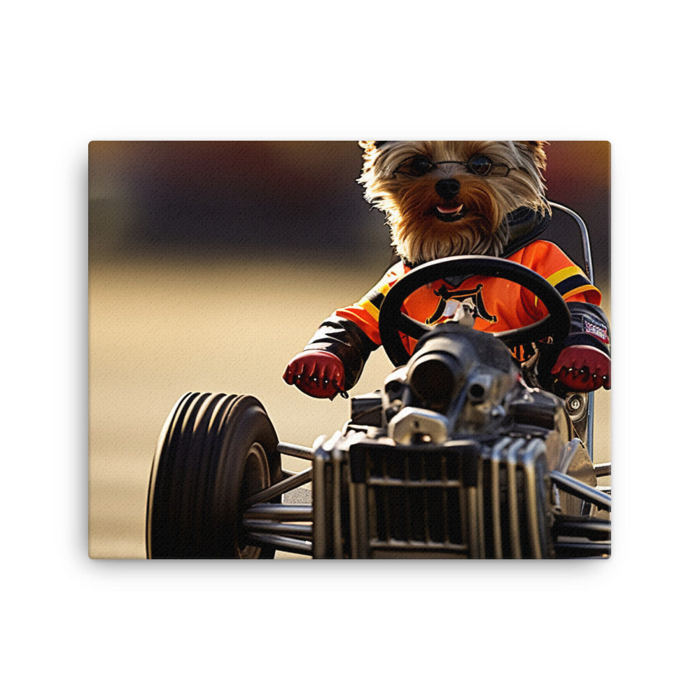 Yorkshire Terrier Motorsport Athlete Canvas - PosterfyAI.com