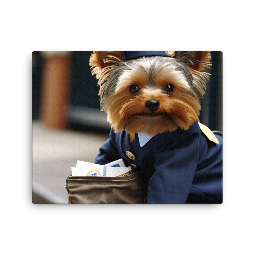 Yorkshire Terrier Mail Carrier Canvas - PosterfyAI.com