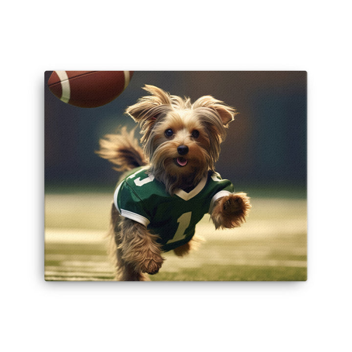 Yorkshire Terrier Football Player Canvas - PosterfyAI.com