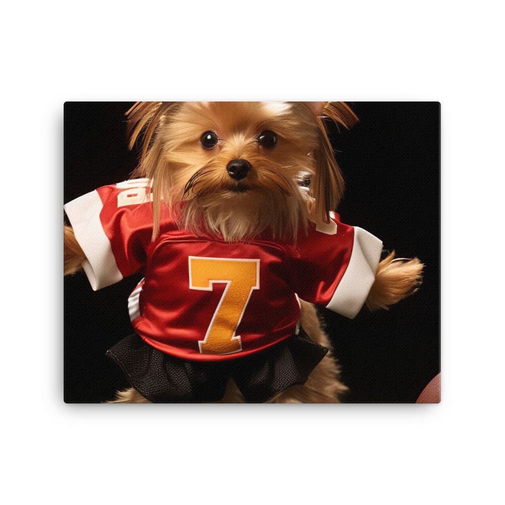 Yorkshire Terrier Football Player Canvas - PosterfyAI.com