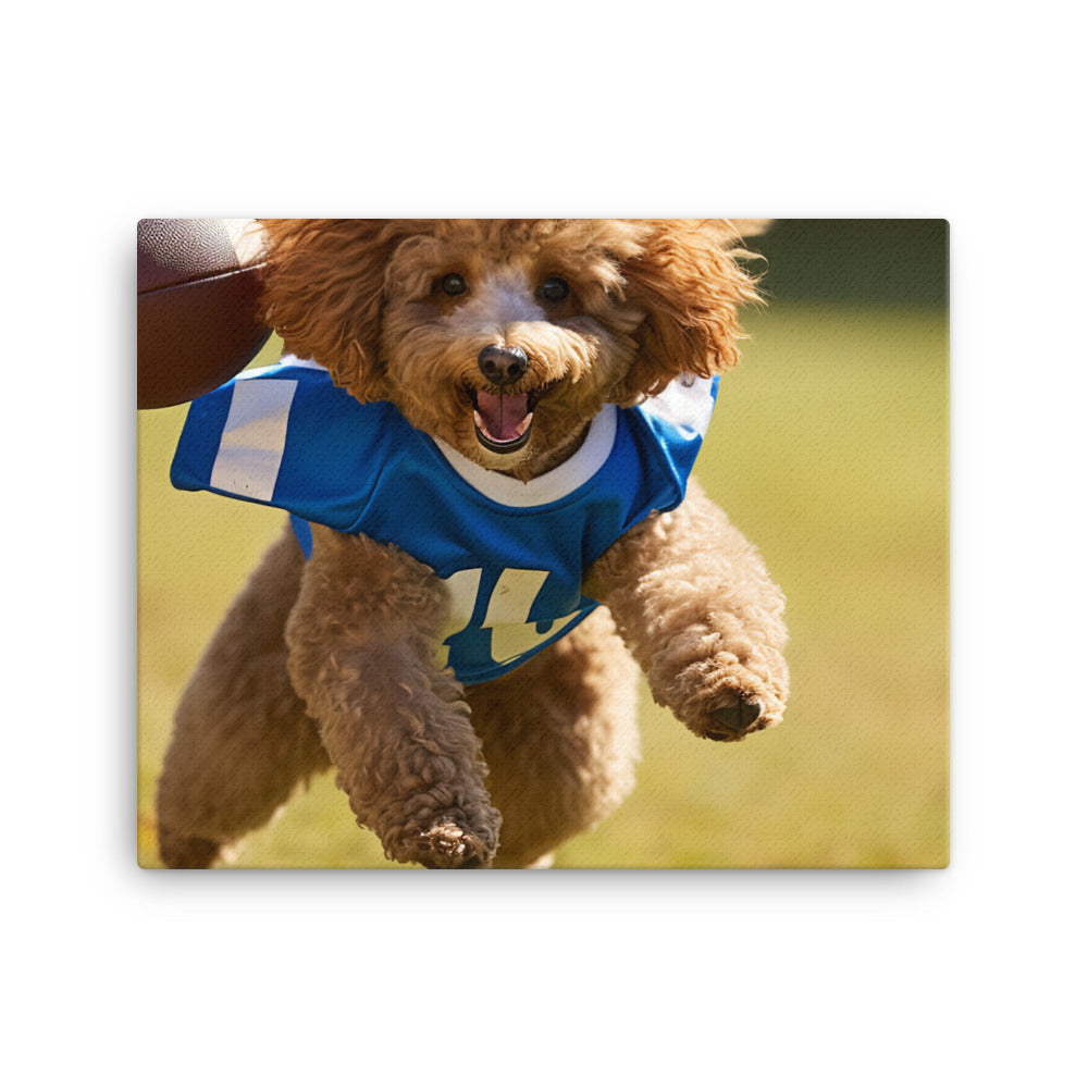 Poodle Football Player Canvas - PosterfyAI.com