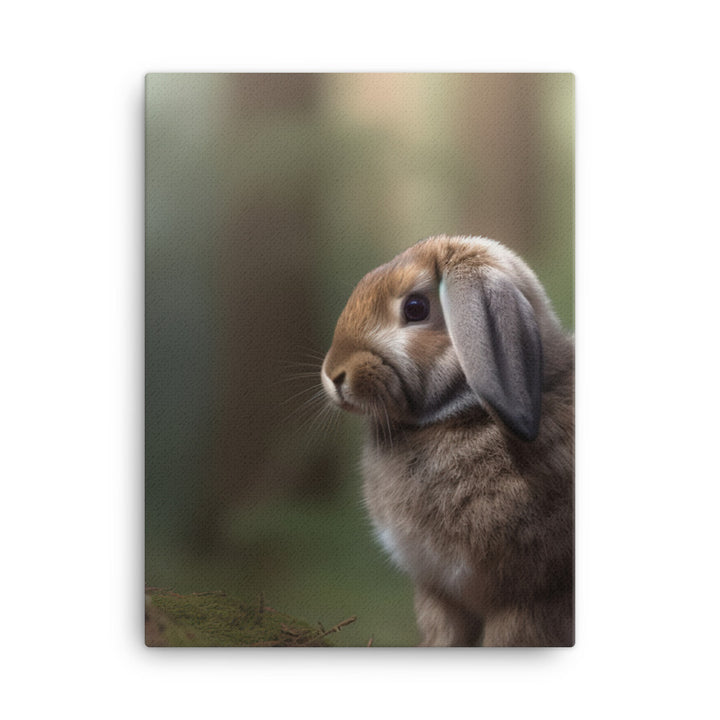 Serene Mini Lop Bunny in a Forest Canvas - PosterfyAI.com