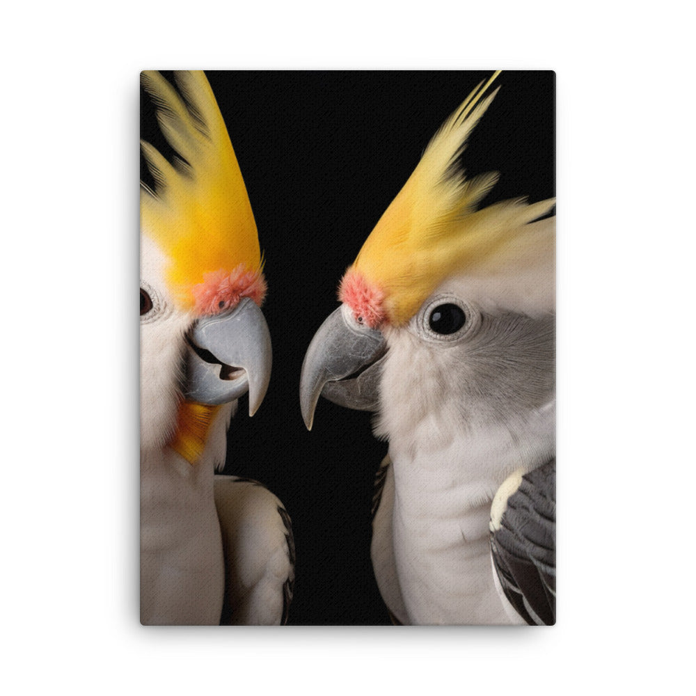 Graceful Cockatiels Canvas - PosterfyAI.com