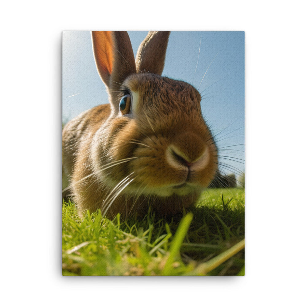Flemish Giant Rabbit Outdoors Canvas - PosterfyAI.com