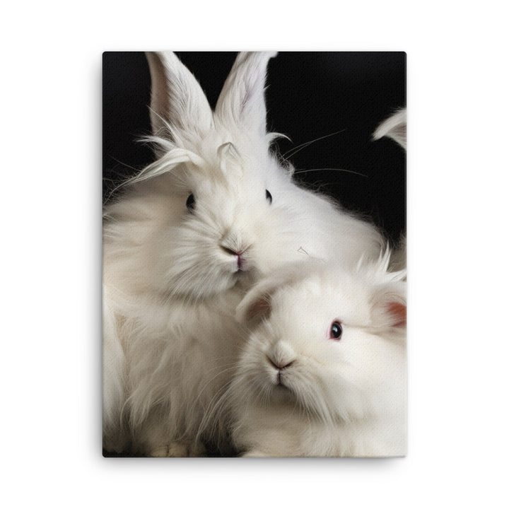 Angora Rabbit Family Canvas - PosterfyAI.com