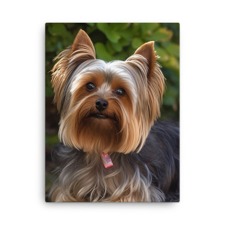 Yorkshire Terrier in the Garden Canvas - PosterfyAI.com