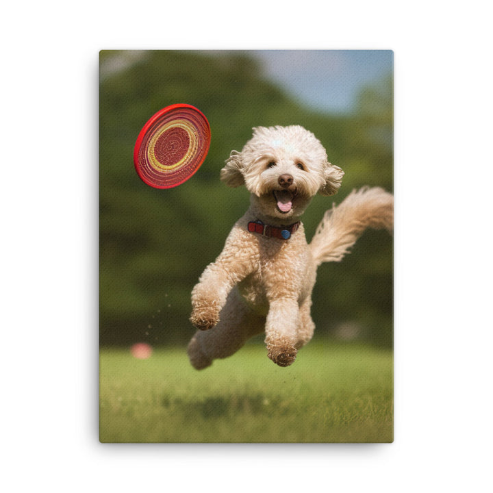 The Playful Poodle in Action Canvas - PosterfyAI.com