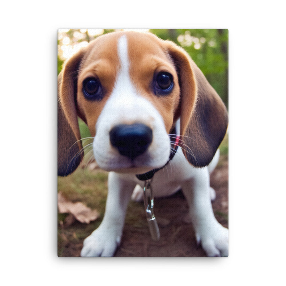 The curious eyes of a Beagle pup Canvas - PosterfyAI.com