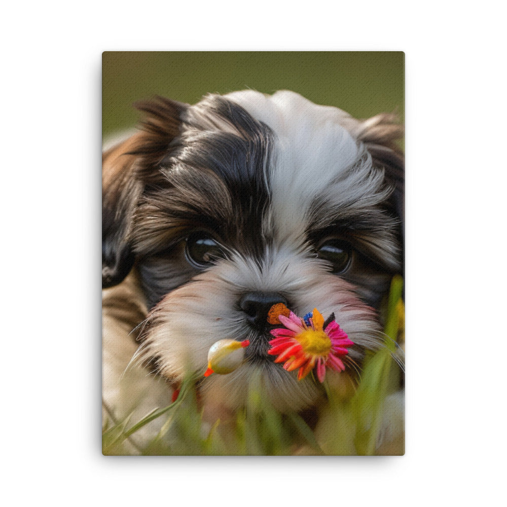 Sweet and Playful Shih Tzu Canvas - PosterfyAI.com