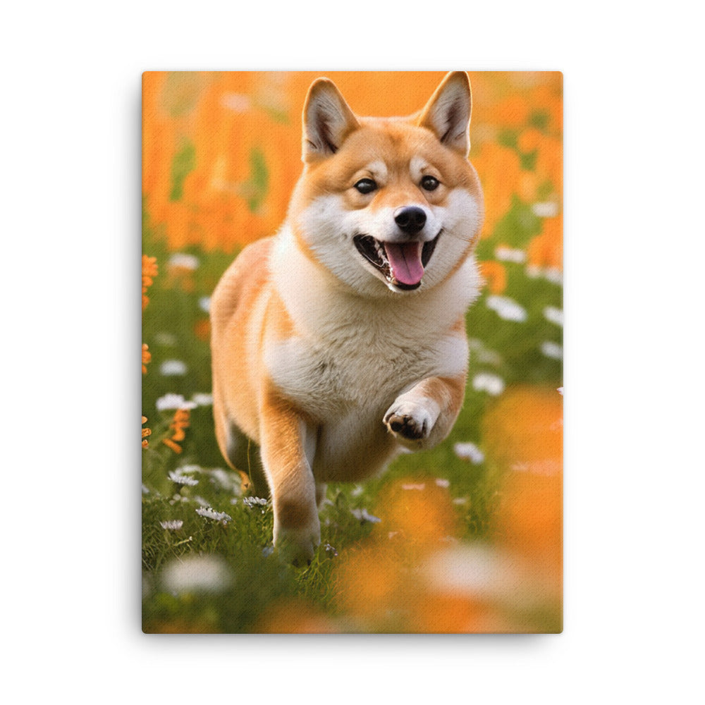 Shiba Inu Running Canvas - PosterfyAI.com