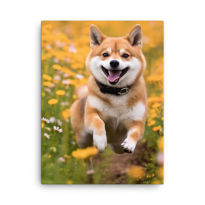 Shiba Inu Running Canvas - PosterfyAI.com