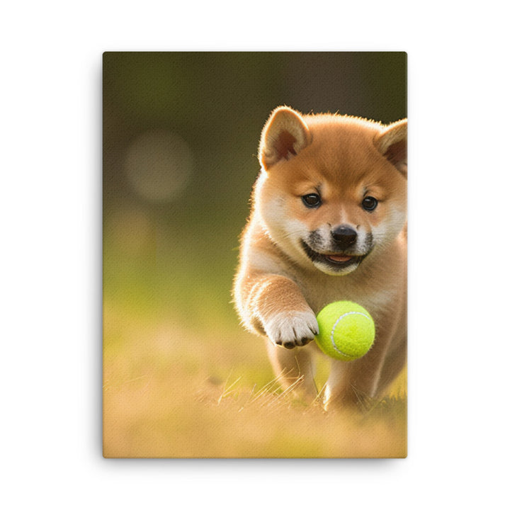 Shiba Inu Pup Playing Canvas - PosterfyAI.com