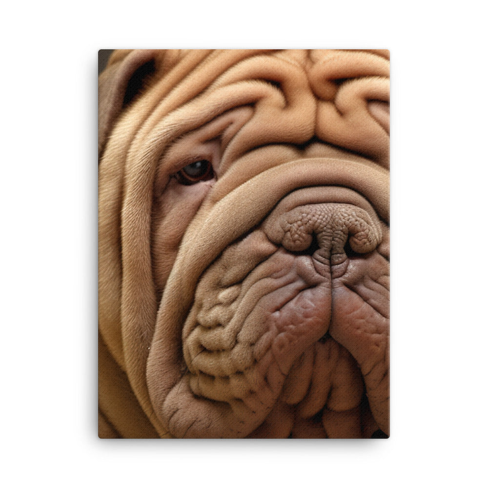 Shar Pei Portrait Canvas - PosterfyAI.com