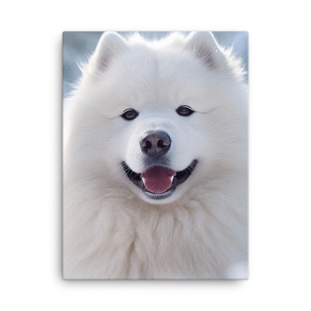 Samoyed Dog in Winter Canvas - PosterfyAI.com