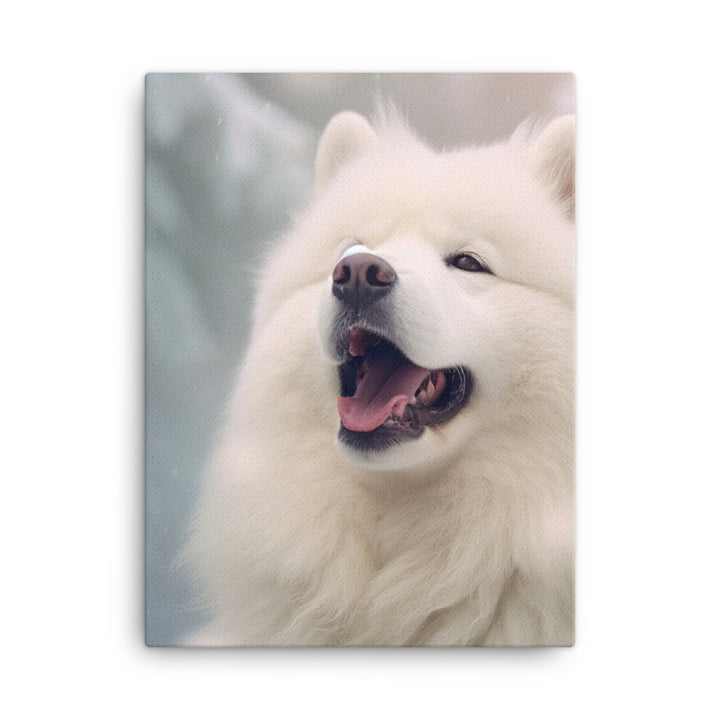 Samoyed Dog in Winter Canvas - PosterfyAI.com